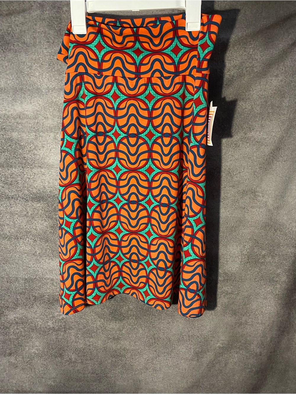 NWT LuLaRoe Cassie Skirt Womens Large L Geometric Wave Orange Teal Retro Pencil⁠